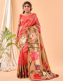 Red Paithani Silk Saree With Weaving Work