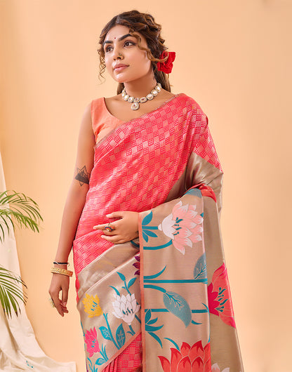 Pink Paithani Silk Saree With Weaving Work