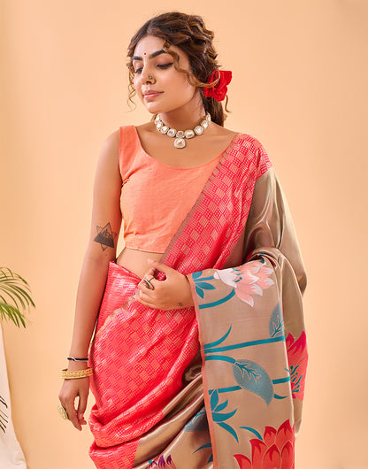 Pink Paithani Silk Saree With Weaving Work