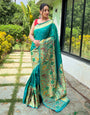 Sea Green Paithani Silk Saree With Weaving Work