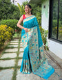 Aqua Blue Paithani Silk Saree With Weaving Work