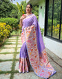 lavender Paithani Silk Saree With Weaving Work