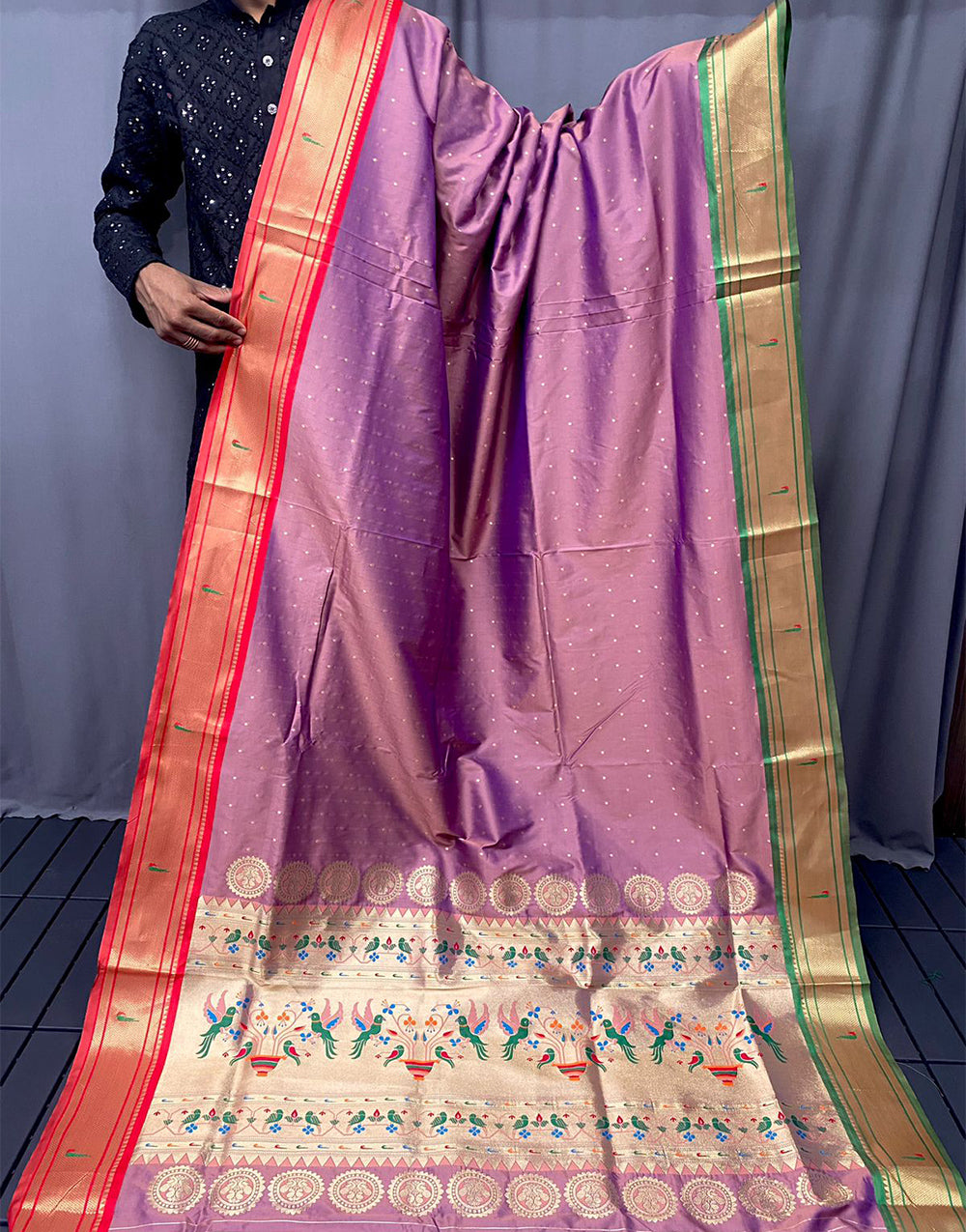 Blush Pink Paithani Saree With Weaving Work
