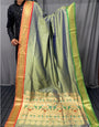 Yellow Green Paithani Saree With Weaving Work