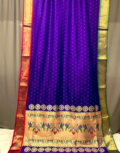 Indigo Purple Paithani Saree With Weaving Work