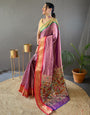 Lilac Purple Paithani Saree With Zari Weaving Work