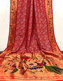 Venetian Red Paithani Silk Saree With Weaving Work
