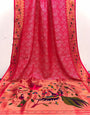 Punch Pink Paithani Silk Saree With Weaving Work