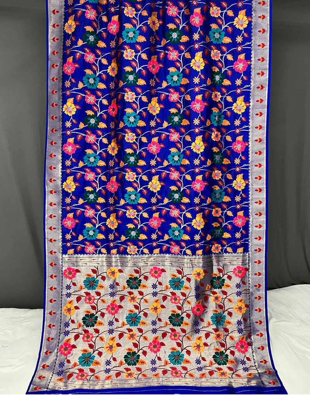 Royal Blue Paithani Silk Saree With Weaving Work