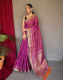 Dark Purple Patola Silk Saree With Weaving Work