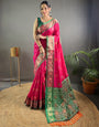 Rani Pink Patola Silk Saree With Weaving Work