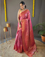 Deep Pink Kanchipuram Silk Saree With Zari Weaving Work