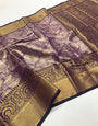Mauve Purple Kanchipuram Silk Saree With Zari Weaving Work