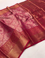 Rouge Pink Kanchipuram Silk Saree With Zari Weaving Work