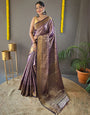 Light Purple Kanchipuram Silk Saree With Zari Weaving Work
