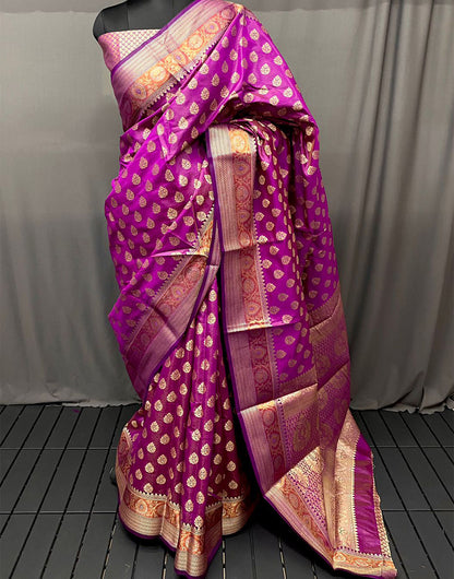 Purple Soft Silk Saree With Zari Weaving Work