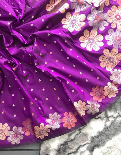 Purple Soft Silk Saree With Weaving Work