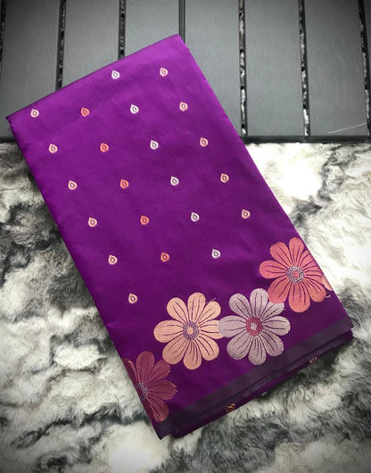 Purple Soft Silk Saree With Weaving Work