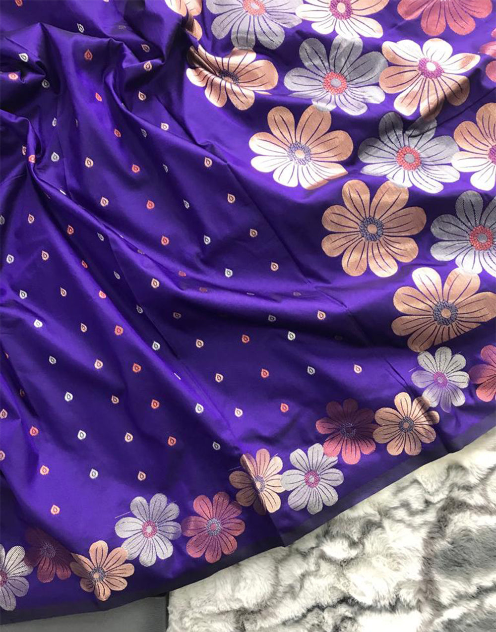 Royal Blue Soft Silk Saree With Weaving Work
