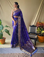 Purple Soft Silk Saree With Golden Zari Weaving Work