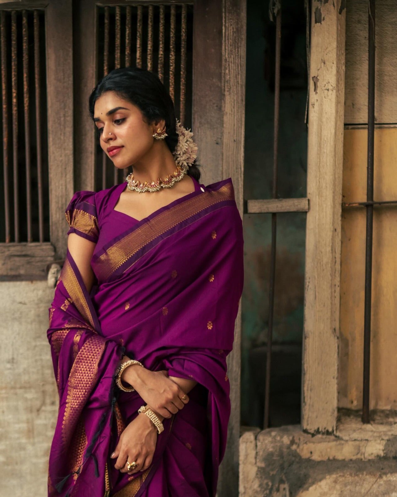 Banarasi Silk Saree With Zari Weaving Work