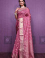Graceful Satin Jacquard Woven Saree with Rich Textured Weaving