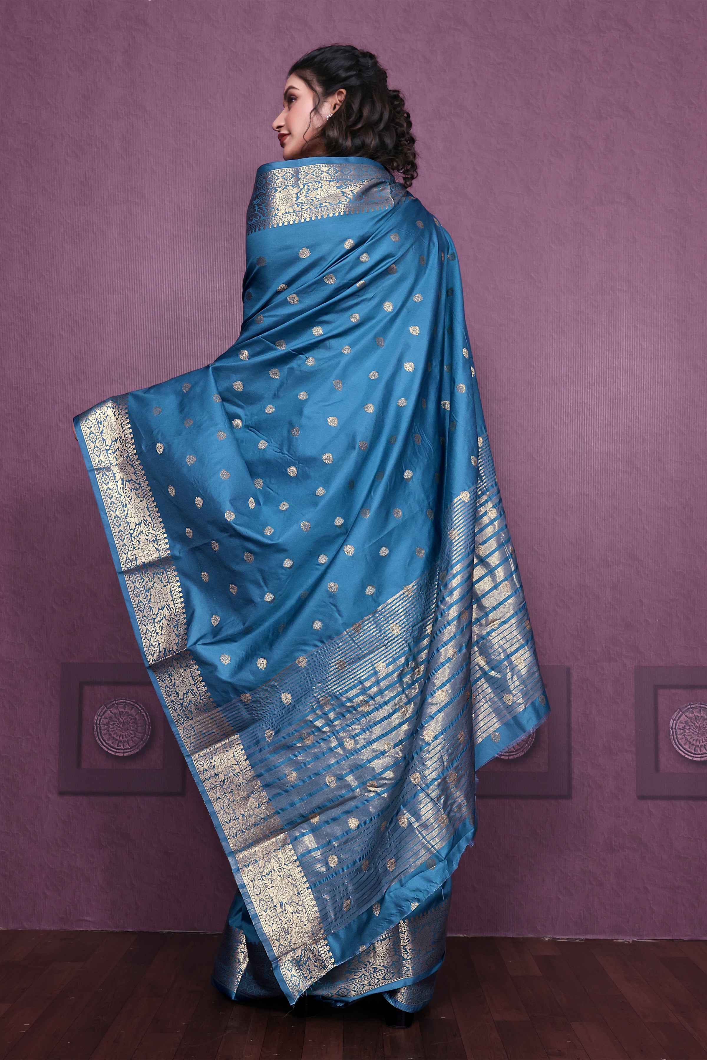 Graceful Satin Jacquard Woven Saree with Rich Textured Weaving