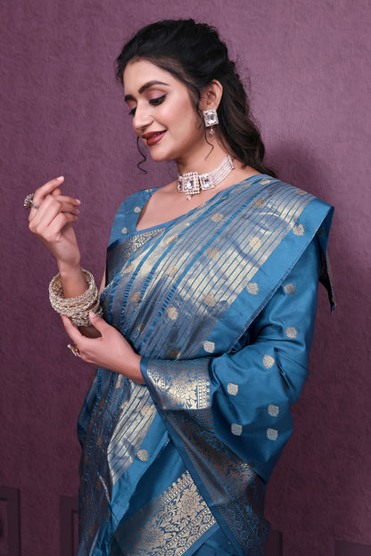 Graceful Satin Jacquard Woven Saree with Rich Textured Weaving
