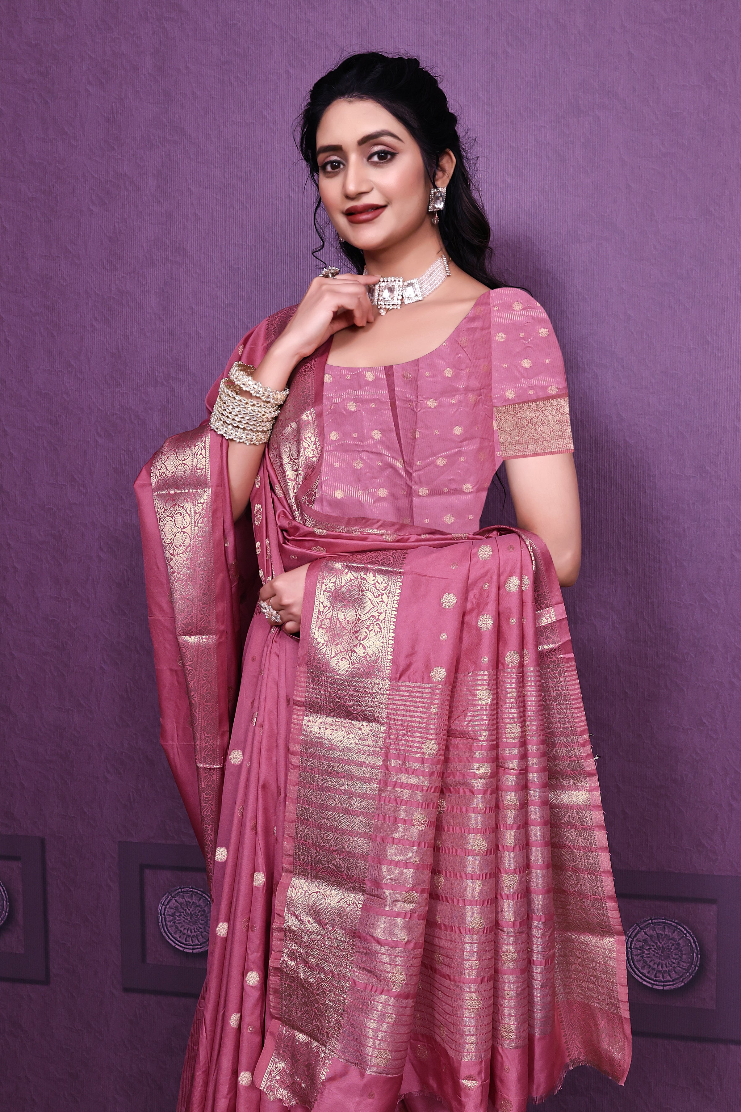 Exclusive Border Nimakari Design Soft Silk Saree