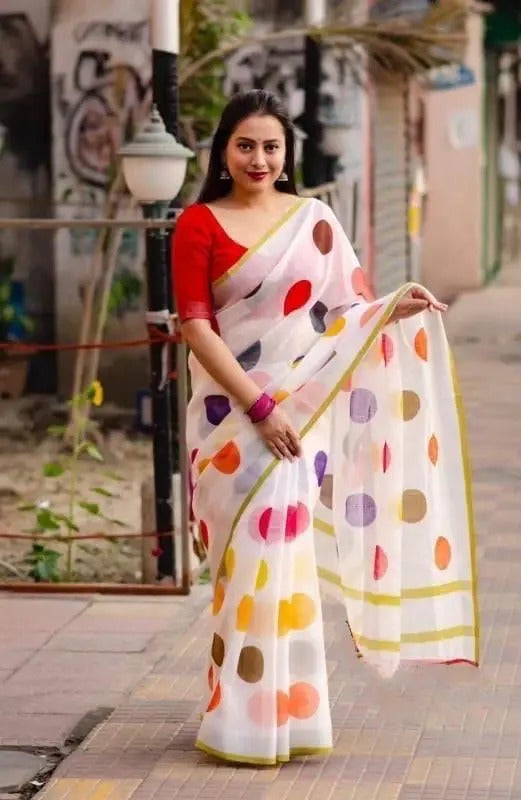 Sareewave Presents Designer Cotton Linen Silk Saree