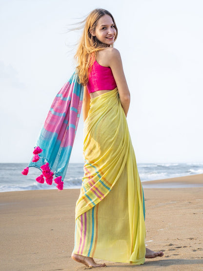Sareewave Presents Designer Cotton Linen Silk Saree