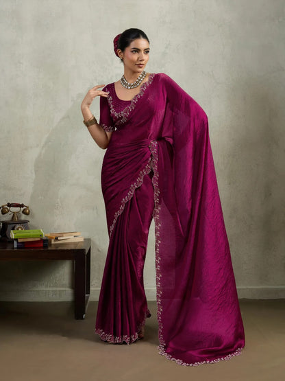 Heavy Beats Work Silk Saree