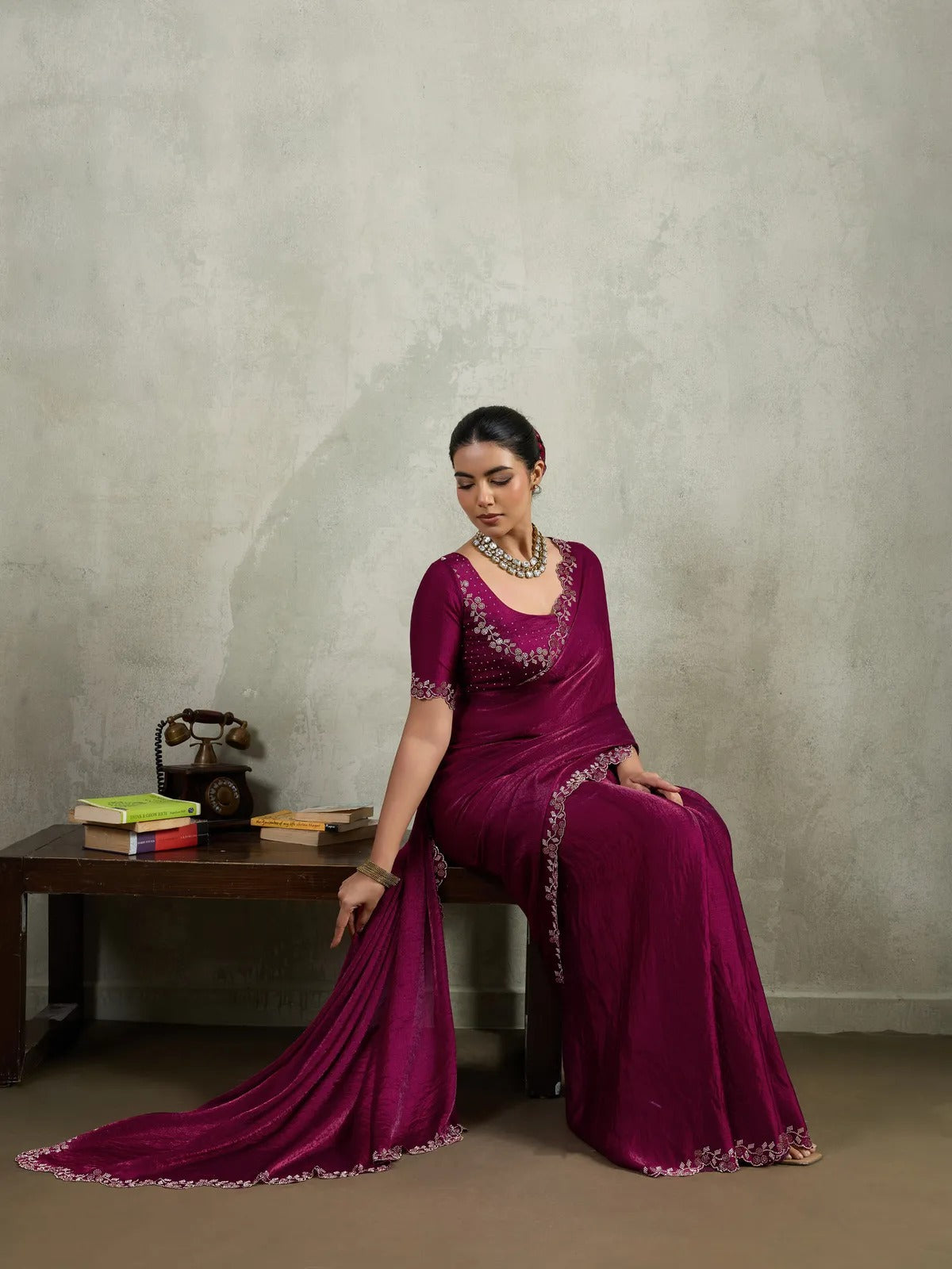 Heavy Beats Work Silk Saree