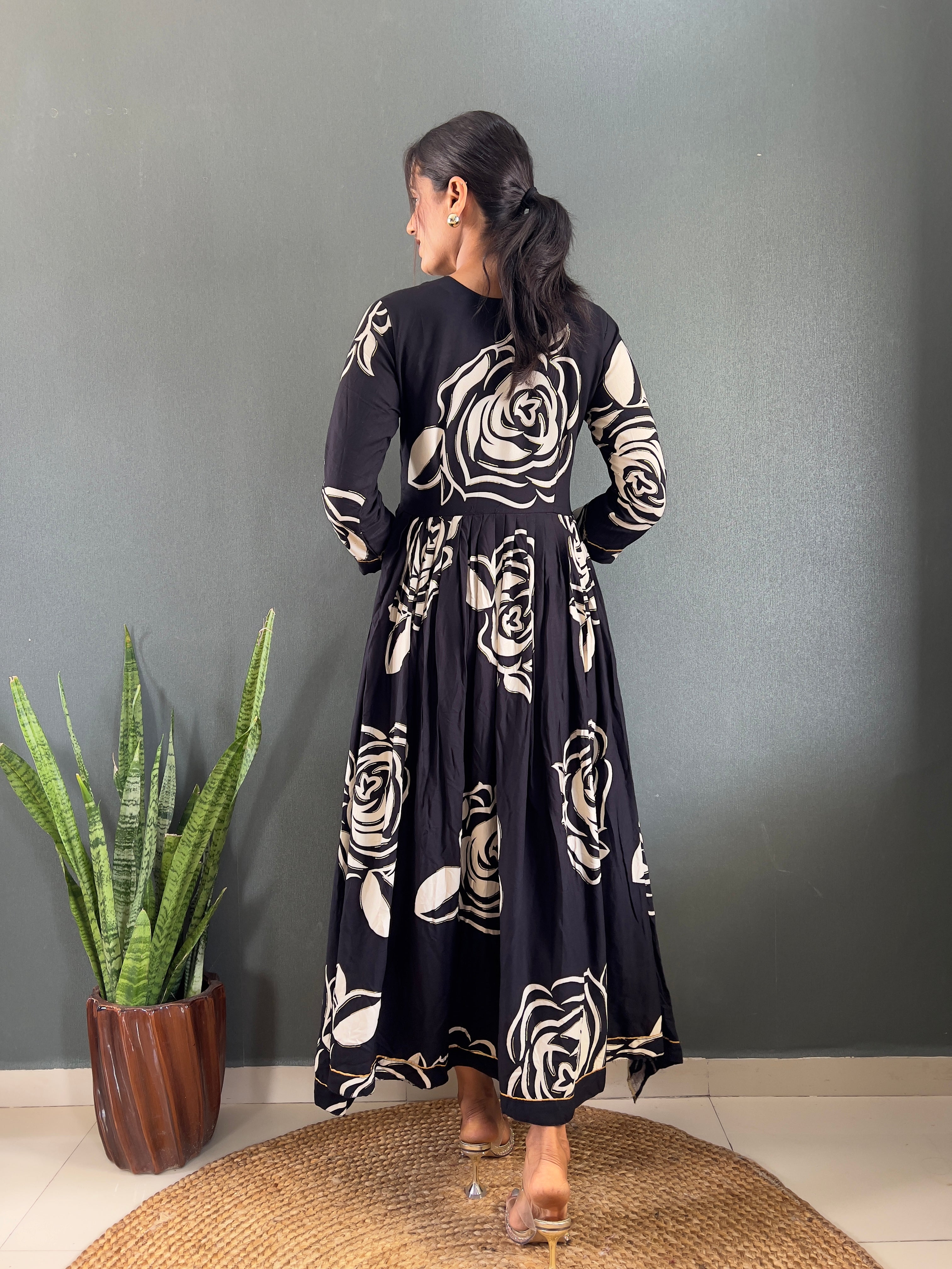 Floral Print Design Anarkali Long Gown