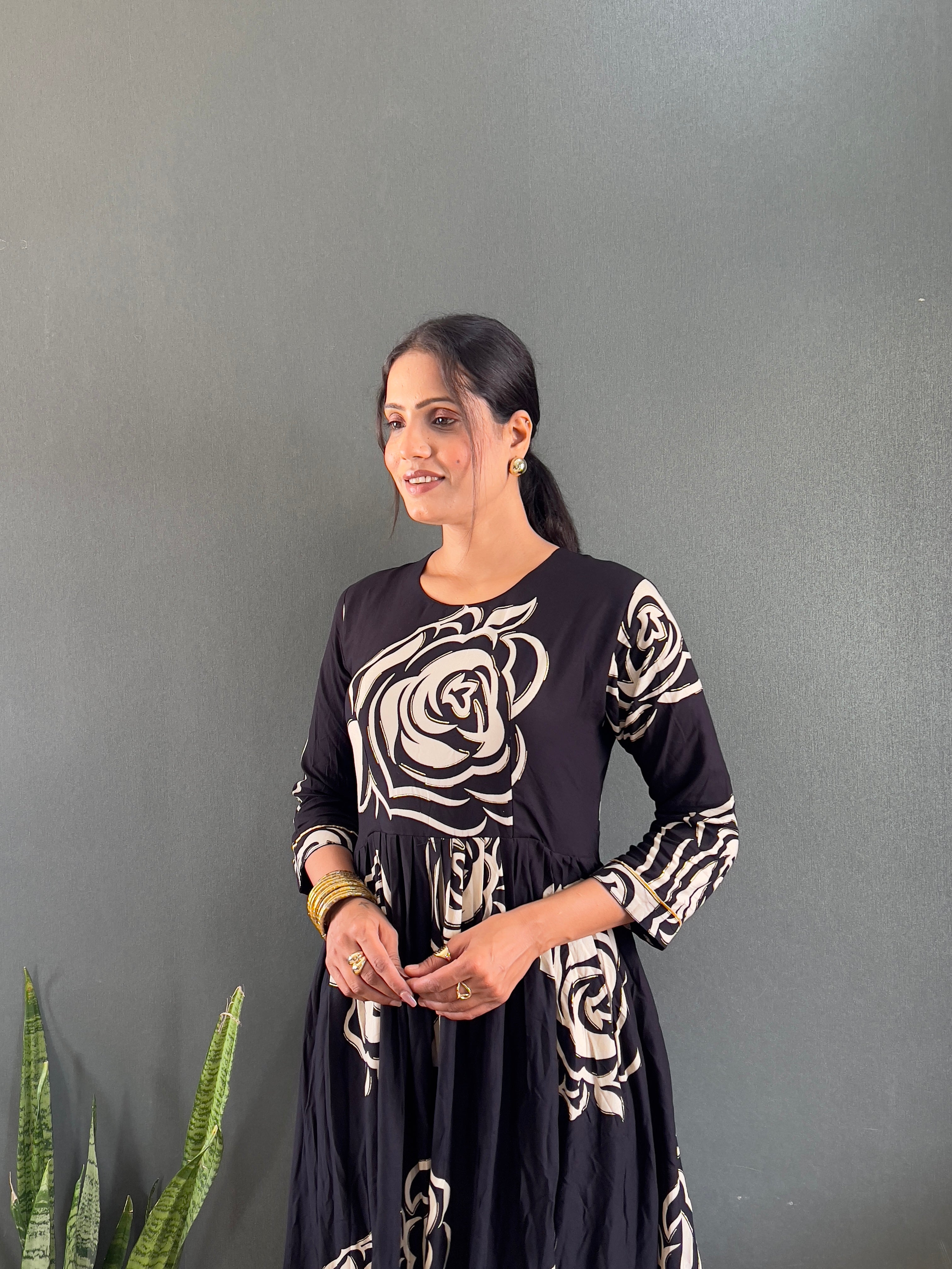 Floral Print Design Anarkali Long Gown