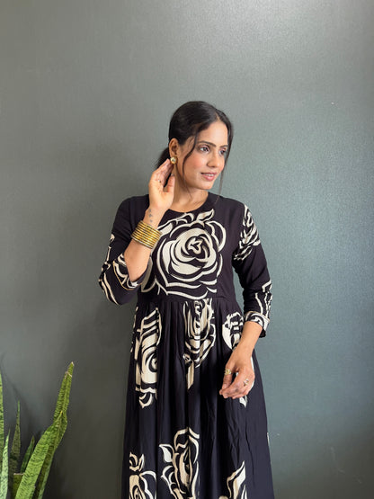 Floral Print Design Anarkali Long Gown