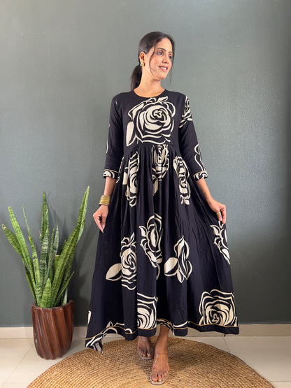 Floral Print Design Anarkali Long Gown