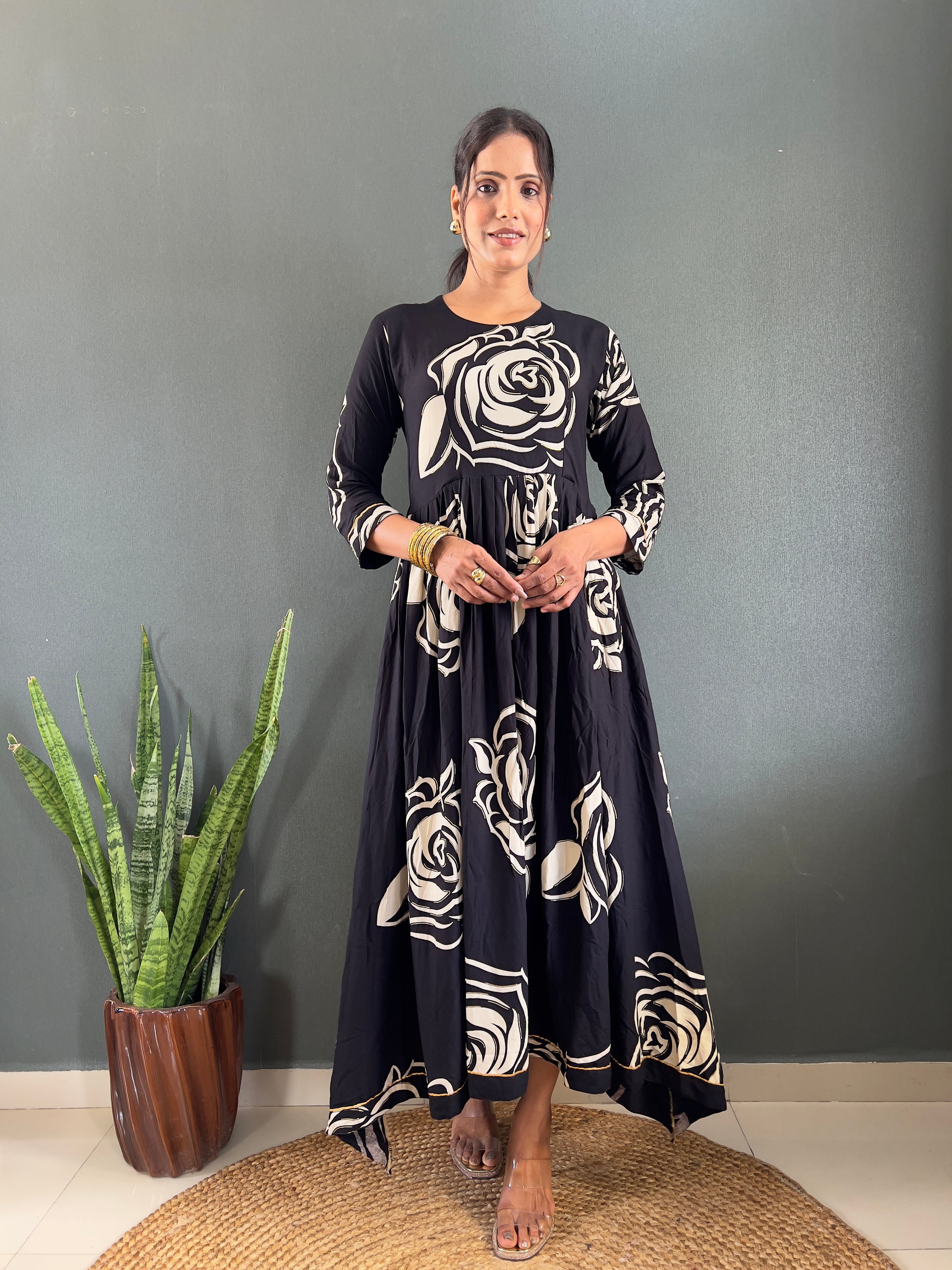 Floral Print Design Anarkali Long Gown