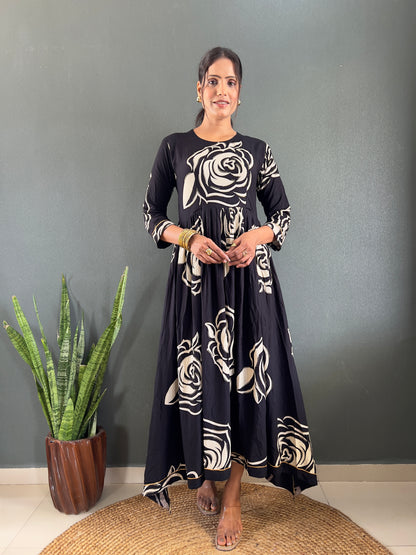 Floral Print Design Anarkali Long Gown