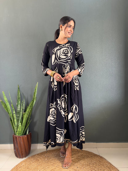 Floral Print Design Anarkali Long Gown
