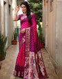 Pink Dola Silk Bandhani Saree With Weaving Border