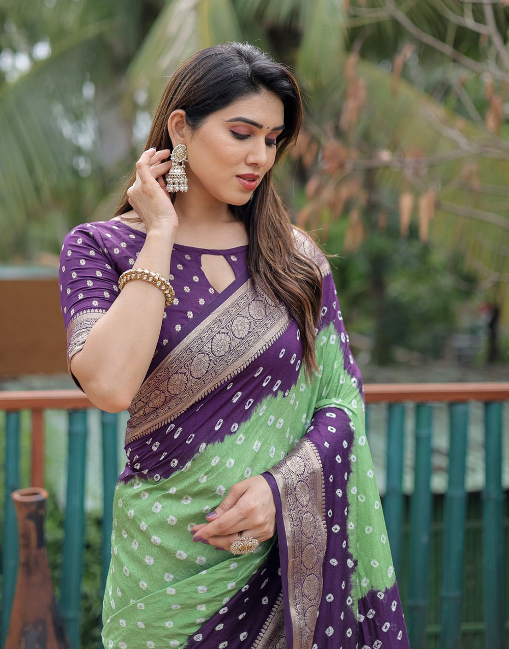 Mint Green & Purple Soft Dola Silk With Weaving Border & Paithani Pallu