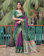 Purple & Green Soft Dola Silk With Weaving Border & Paithani Pallu