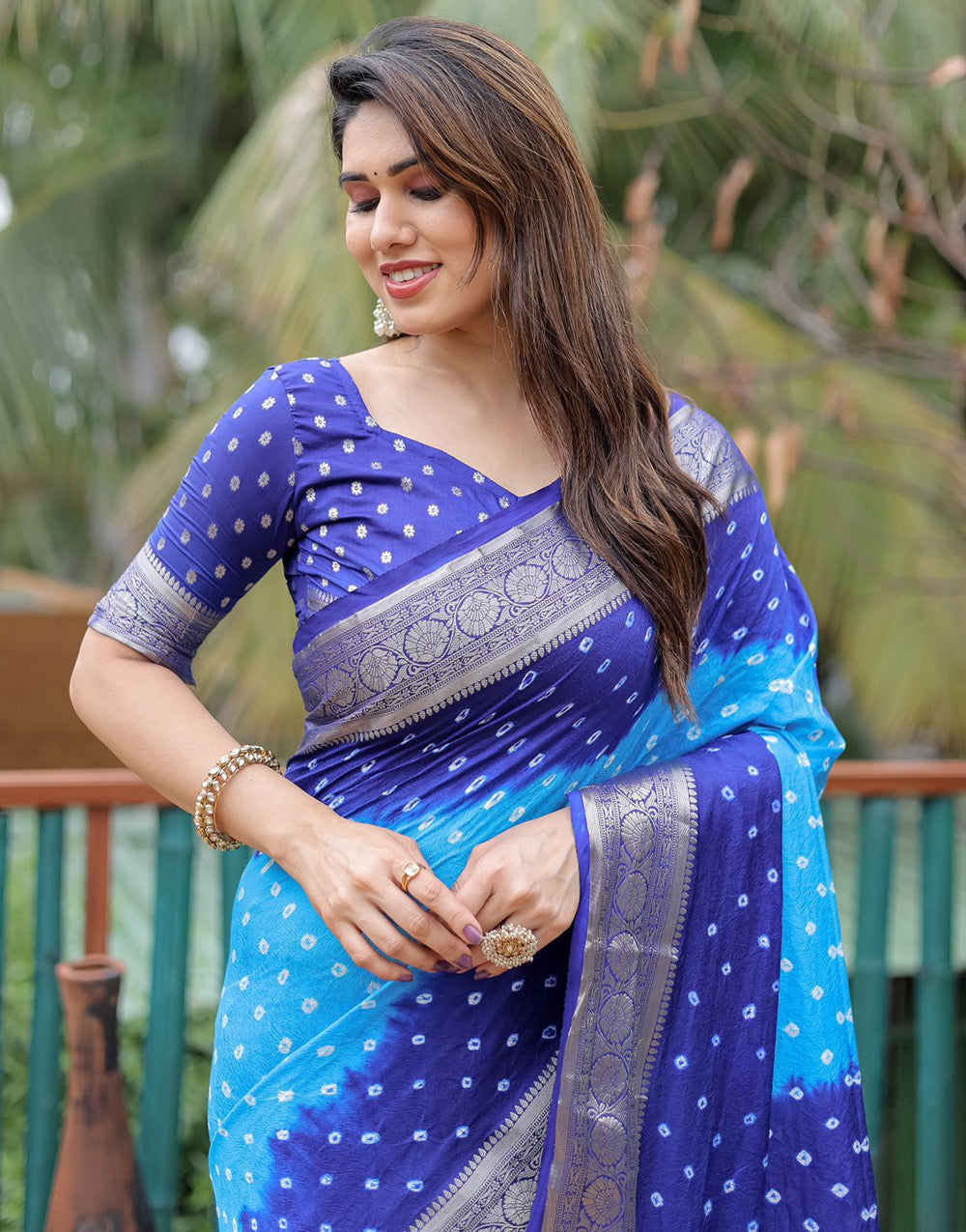 Sky Blue & Blue Soft Dola Silk With Weaving Border & Paithani Pallu