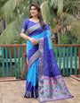 Sky Blue & Blue Soft Dola Silk With Weaving Border & Paithani Pallu