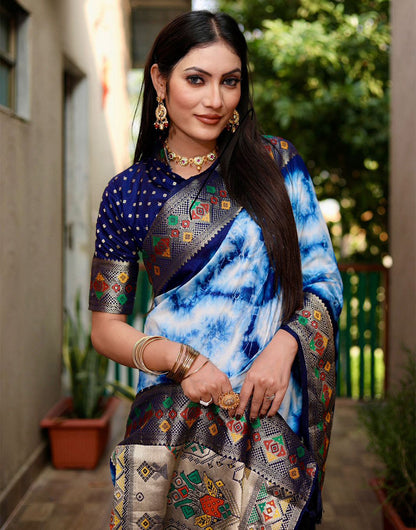 Blue Paithani Silk Saree With Weaving Work