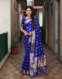 Blue Bandhani Saree With Weaving Border