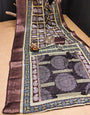 Brown Dola Silk With Digital Printed Saree