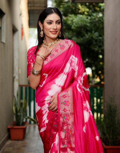 Pink Paithani Silk Saree With Weaving Work