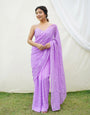 Lavender Georgette Saree With Embroidery Sequence Work